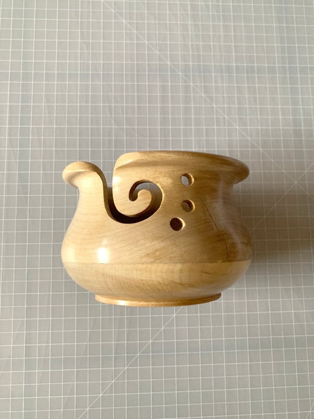 Maplewood Yarn Bowl with Swirl and Holes
